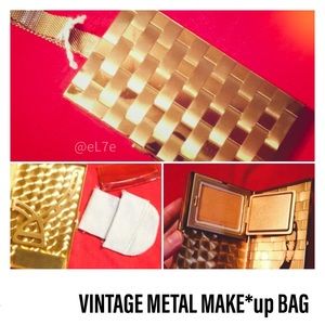 VINTAGE gold basket weave evening clutch